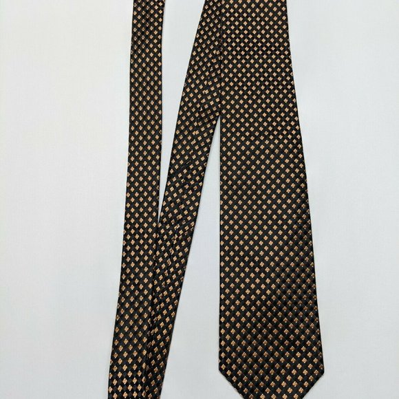 Joseph Abboud Black and Orange Plaids & Checks Tie - Picture 6 of 6